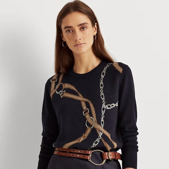 Ralph Lauren Black Label Sweaters - Lauren Ralph Lauren Equestrian Women’s Sweater Horse Fall Bridle Bit Preppy Sz S